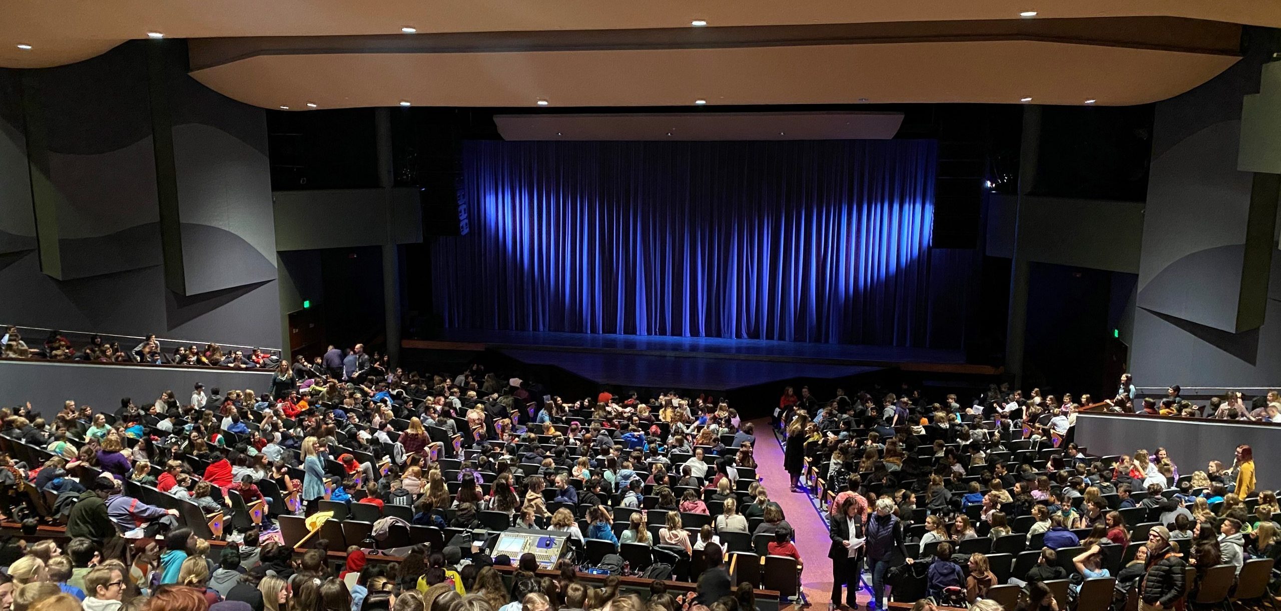 A photo of students in The Lincoln Center Performance Hall for a field trip.