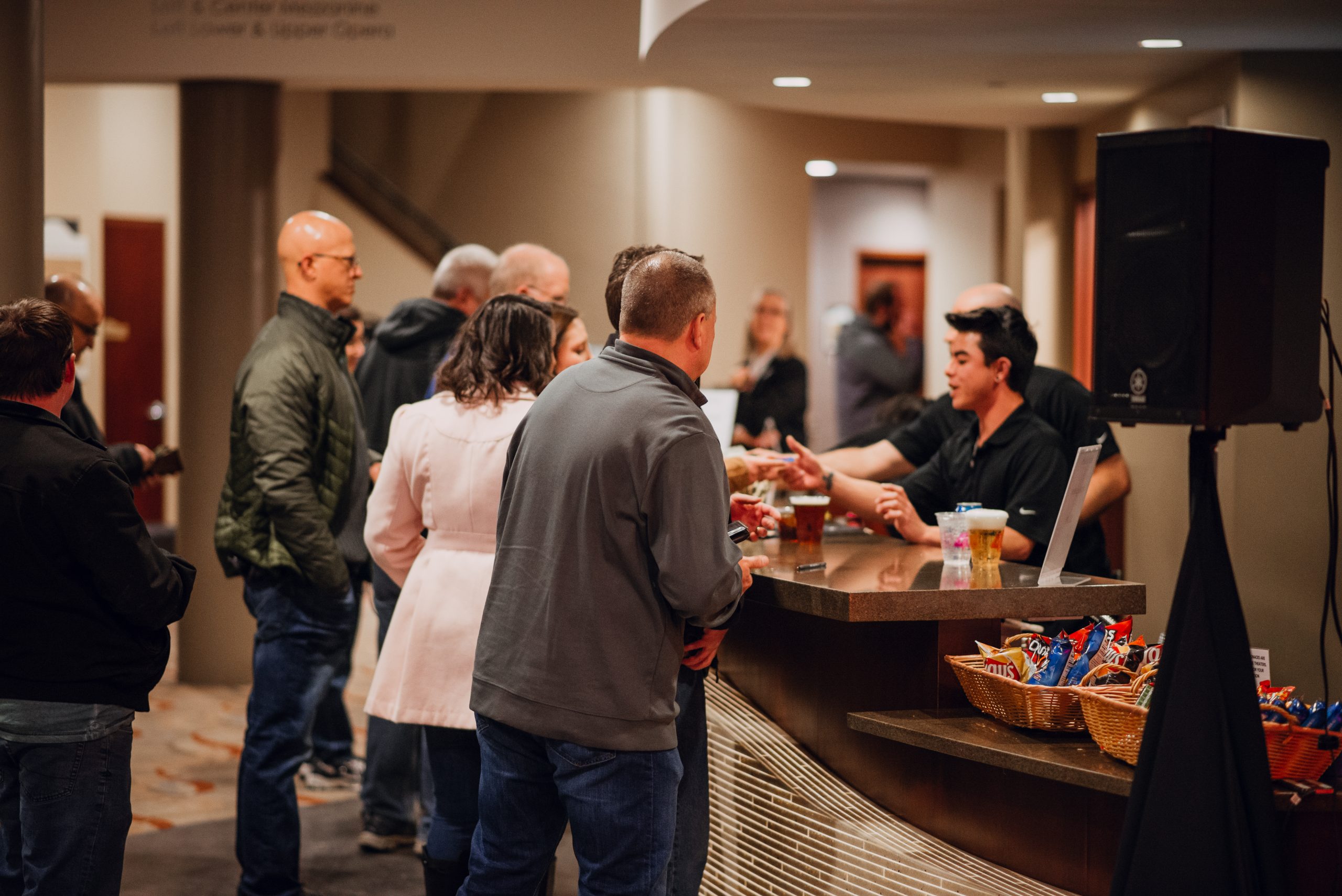 People near a snack bar