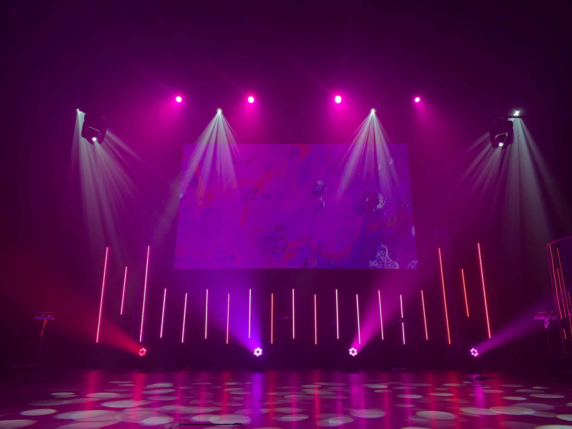 LED lights on a stage