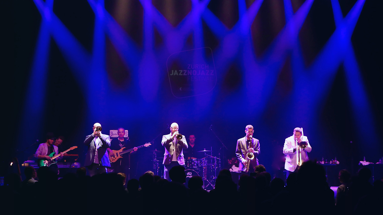 A photo of the members of Blood, Sweat and Tears on stage.