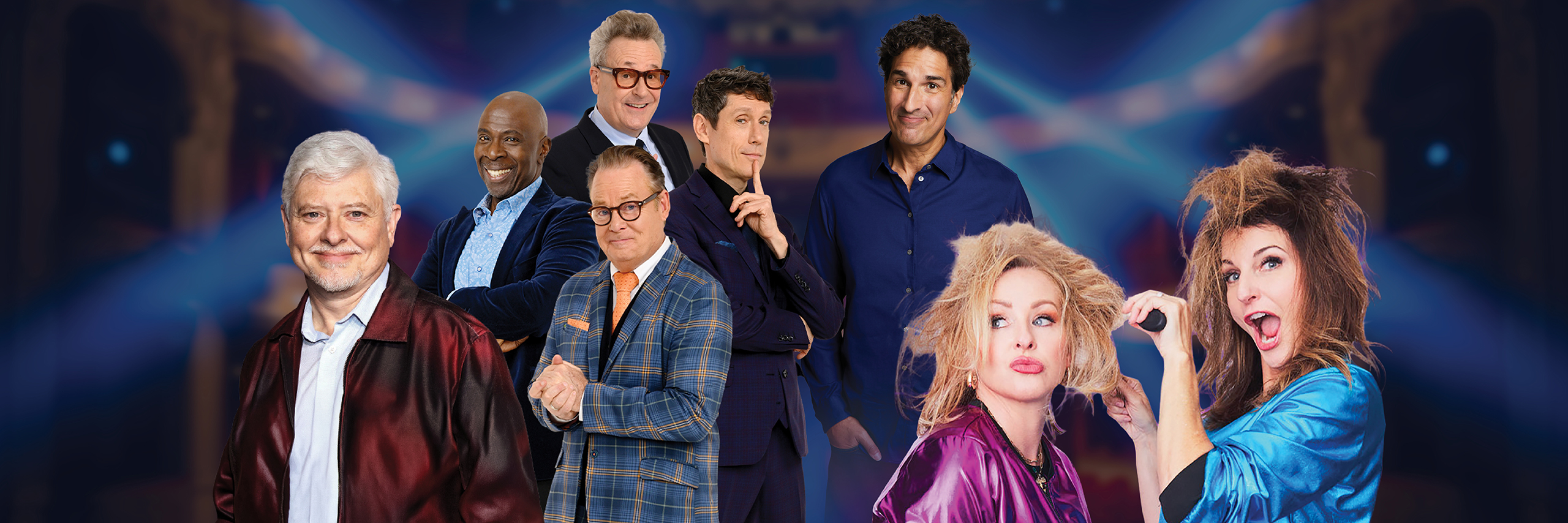 A graphic featuring the various comics for the 26-27 Laugh Riot Series