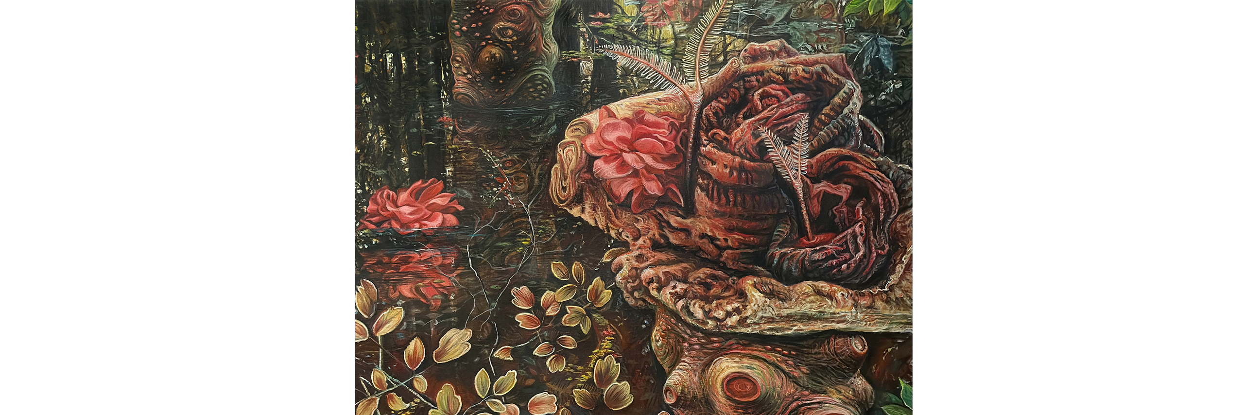 detail image of painting depicting a found object sculpture