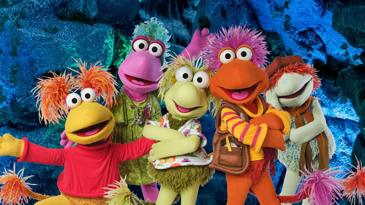 The Fraggle Rock characters Gobo, Wembly, Boober, Red, and Mokey